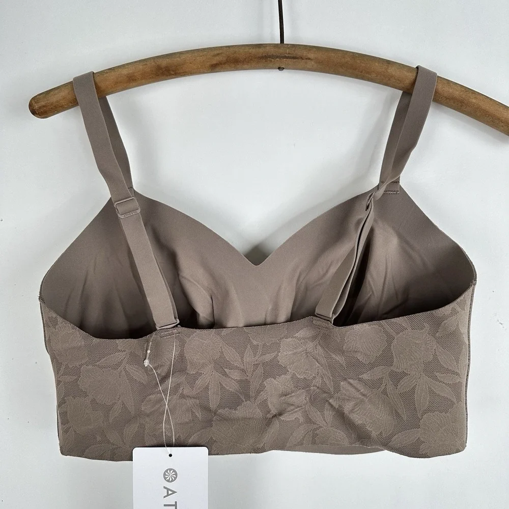 Athleta Ritual Lace Adjustable Bra LARGE 38 Cup Sz D-DD Pyrite Brown Pull On NWT